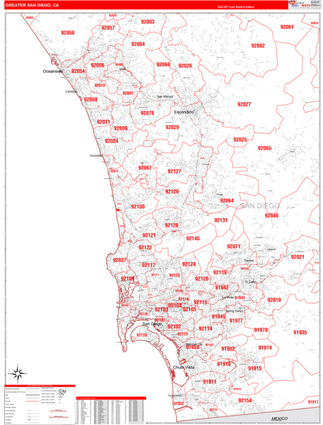 Greater San Diego Metro Area Wall Map